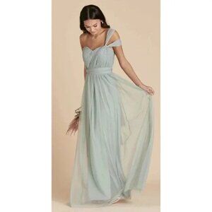 Birdy Grey Sage Green Pleated Tulle Bridesmaid Dress Medium